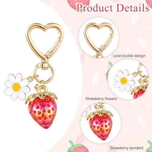 PALAY® 2Pcs Strawberry Bag Charms Keychain with Gift Box Metal Heart Flower Key Chain for Girls Car Accessories Bag Charms for Handbags Purse Unique Birthday Gifts Women,Girls PALAY® 2Pcs Strawberry Bag Charms Keychain with Gift Box Metal Heart Flower Key Chain for Girls Car Accessories Bag Charms for Handbags Purse Unique Birthday Gifts Women,Girls